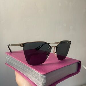 Prada Gold and Black Cat-Eye Sunglasses